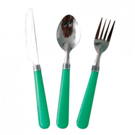Set Posate Acciaio Inossidabile Forchetta,Coltello,Cucchiaio "Water Green" 