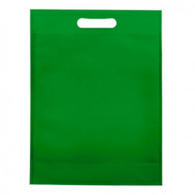 Sacchetto TNT Manico Fustellato Verde 30+10x40cm (25 Pezzi)