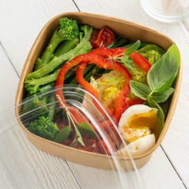 Contenitori Quadrato di Cartone Kraft 750ml 17x17x5cm (50 Pezzi)