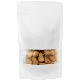 Sacchetto DoyPack di Carta con chiusura e finestra Bianco 12+6x20cm (50 Pezzi)