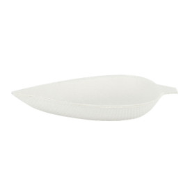 Mini Piatto Canna da Zucchero Foglia Bianco 9x6cm (50 Pezzi)