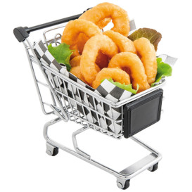 Mini Carrello da Spesa per presentazoine Acciaio 130x135mm (1 Pezzi)