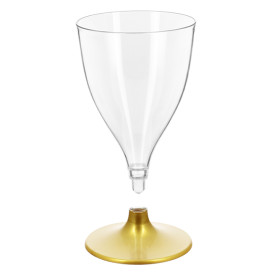 Tazza di PS riutilizzabile acqua/vino Oro piede 200ml 2P (6 Pezzi)