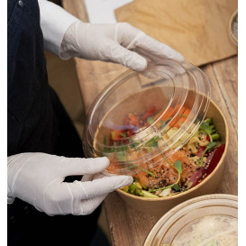 Contenitori di Carta Kraft-Kraft + Coperchio RPET 25 Oz/750 ml (50 Pezzi)