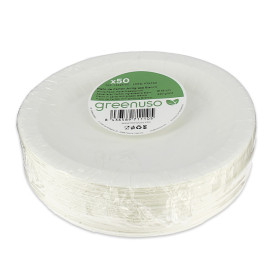 Piatto di Carta Tondo Anti-grasso Bianco Ø18cm 220g/m² (50 Pezzi)