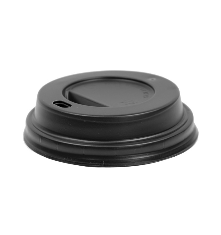 Coperchio con Foro per Bicchiere 7Oz Nero Ø7,2cm (100 Pezzi)