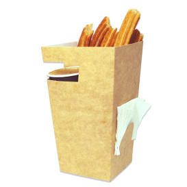 Scatola in Carta Churros al Cioccolato Kraft 78x78x179mm (25 Pezzi)