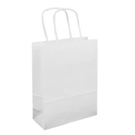 Buste Shopper in Carta Bianca 100g/m² 18+8x24cm (25 Pezzi)