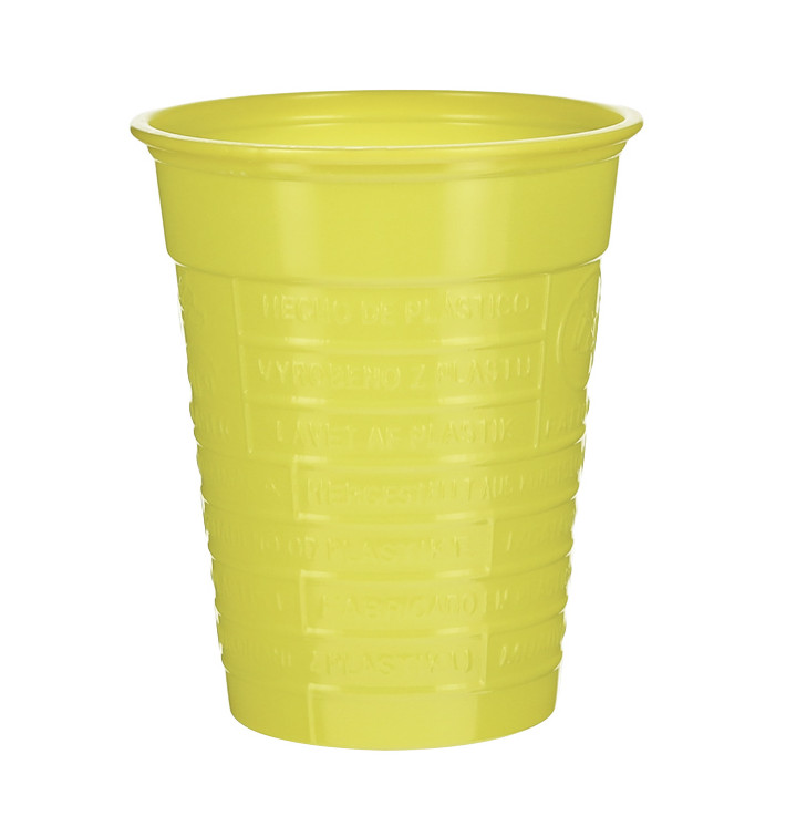 Bicchiere di Plastica PS Giallo 200ml Ø7cm (50 Pezzi)