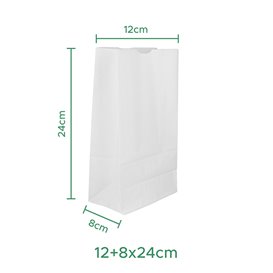 Sacchetto di Carta Kraft Bianco 50g/m² 12+8x24cm (1.000 Pezzi)