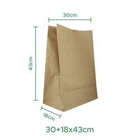 Sacchetto di Carta Kraft 75g/m² 30+18x43cm (250 Pezzi)
